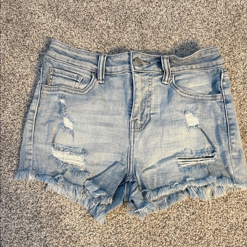 Cello Light Blue Distressed Jean Shorts